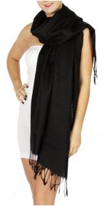 serenita D15 Jacquard Pashmina Solid Border Black