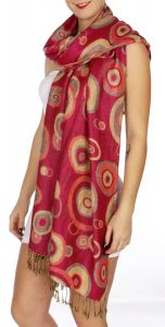 serenita D26 Pashmina Multi Circle Bright Red