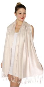 serenita D45 Silky Solid Wedding Pashmina 55 M Beige