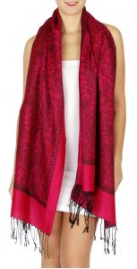 serenita D15 Jacquard Pashmina Solid Border Fuchsia