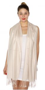 serenita D45 Silky Solid Wedding Pashmina 55 M Beige