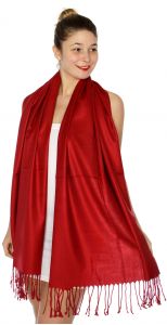 serenita D63 Silky Solid Wedding Pashmina 66 Dark Red