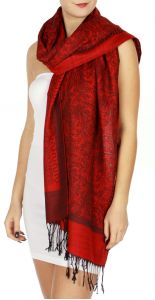 serenita D15 Jacquard Pashmina Solid Border Red