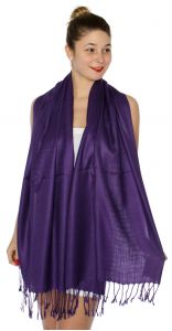 serenita D45 Silky Solid Wedding Pashmina 42 Eggplant