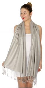 serenita D63 Silky Solid Wedding Pashmina 67 Grey