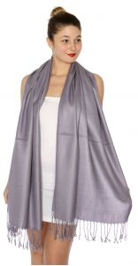 serenita D63 Silky Solid Wedding Pashmina 68 Purple
