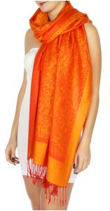 serenita D15 Jacquard Pashmina Solid Border Orange