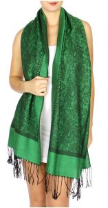 serenita D15 Jacquard Pashmina Solid Border Green