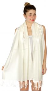 serenita D45 Silky Solid Wedding Pashmina 03 Ivory