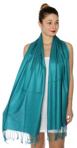serenita D45 Silky Solid Wedding Pashmina 13 Teal