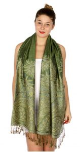 serenita D40 Big Paisley Pashmina 11 K Green