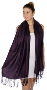 serenita D45 Silky Solid Wedding Pashmina 49 G Violet