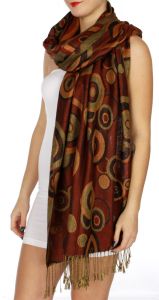 serenita D26 Pashmina Multi Circle Rust Brown