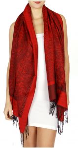 serenita D15 Jacquard Pashmina Solid Border Red