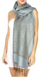 serenita D15 Jacquard Pashmina Solid Border Light Blue