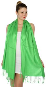 serenita D45 Silky Solid Wedding Pashmina 47 Green