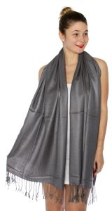 serenita D45 Silky Solid Wedding Pashmina 36 New Grey