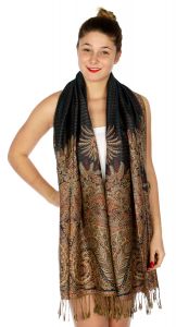 serenita D40 Big Paisley Pashmina 09 Steel Blue