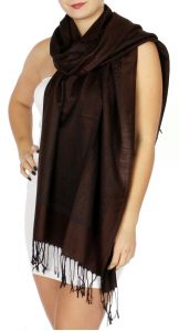 serenita D15 Jacquard Pashmina Solid Border Chocolate