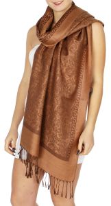 serenita D15 Jacquard Pashmina Solid Border Brown