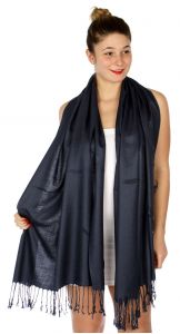 serenita D45 Silky Solid Wedding Pashmina 05 Navy