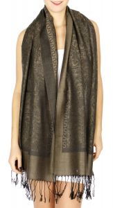 serenita D15 Jacquard Pashmina Solid Border Olive