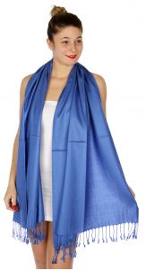 serenita D45 Silky Solid Wedding Pashmina 10 R Blue