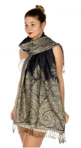 serenita D40 Big Paisley Pashmina 13 Midnight Blue