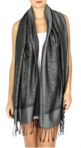 serenita D15 Jacquard Pashmina Solid Border Grey