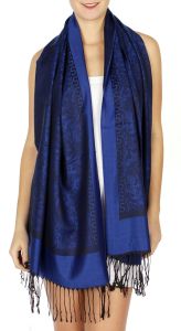 serenita D15 Jacquard Pashmina Solid Border Royal Blue