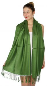 serenita D45 Silky Solid Wedding Pashmina 59 H Green