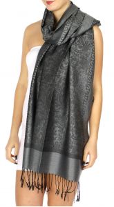 serenita D15 Jacquard Pashmina Solid Border Grey