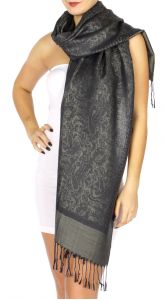 serenita D15 Jacquard Pashmina Solid Border Dark grey