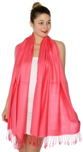 serenita D45 Silky Solid Wedding Pashmina 17 Coral