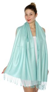 serenita D45 Silky Solid Wedding Pashmina 21 L Cyan