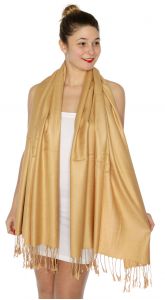 serenita D45 Silky Solid Wedding Pashmina 50 Camel
