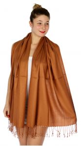 serenita D45 Silky Solid Wedding Pashmina 11 L Brown