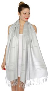 serenita D45 Silky Solid Wedding Pashmina 28 Silver