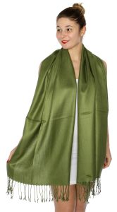serenita D45 Silky Solid Wedding Pashmina 52 Moss