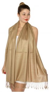 serenita D63 Silky Solid Wedding Pashmina 65 Taupe
