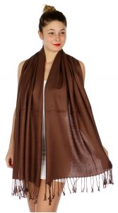 serenita D45 Silky Solid Wedding Pashmina 07 D Brown