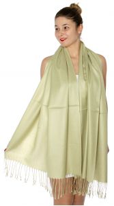 serenita D45 Silky Solid Wedding Pashmina 14 M Green