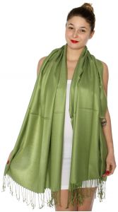 serenita D45 Silky Solid Wedding Pashmina 15 A Green