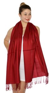 serenita D45 Silky Solid Wedding Pashmina 35 L Wine