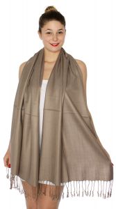 serenita D45 Silky Solid Wedding Pashmina 43 Mocha