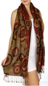 serenita D26 Pashmina Multi Circle Rust Brown