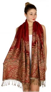 serenita D40 Big Paisley Pashmina 04 Fire Brick