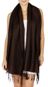 serenita D15 Jacquard Pashmina Solid Border Chocolate