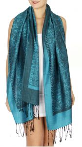 serenita D15 Jacquard Pashmina Solid Border Turquoise