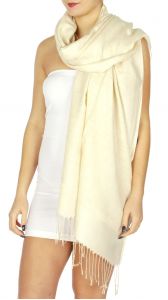 serenita D15 Jacquard Pashmina Solid Border White